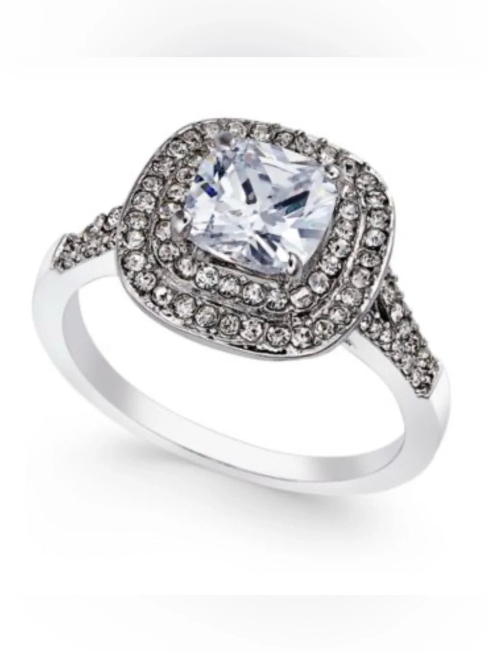 Charter Club Silver-Tone Halo Cubic Zirconia Ring